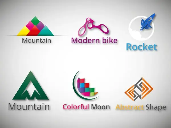 logo design elements in various abstract shapes