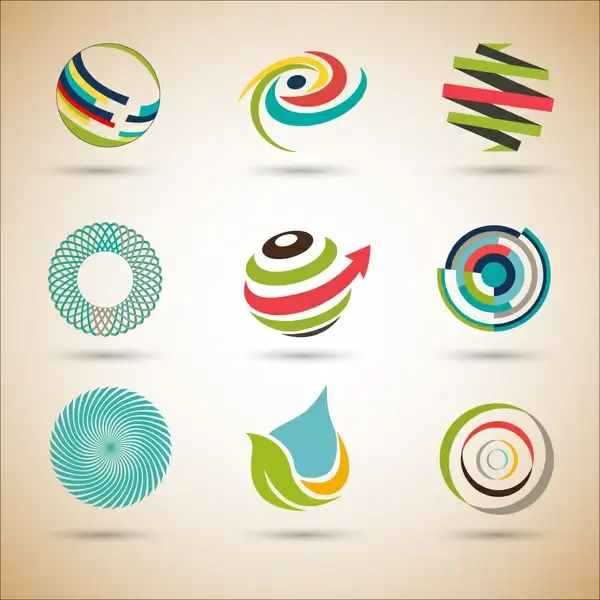 logo design sets with abstract illustration