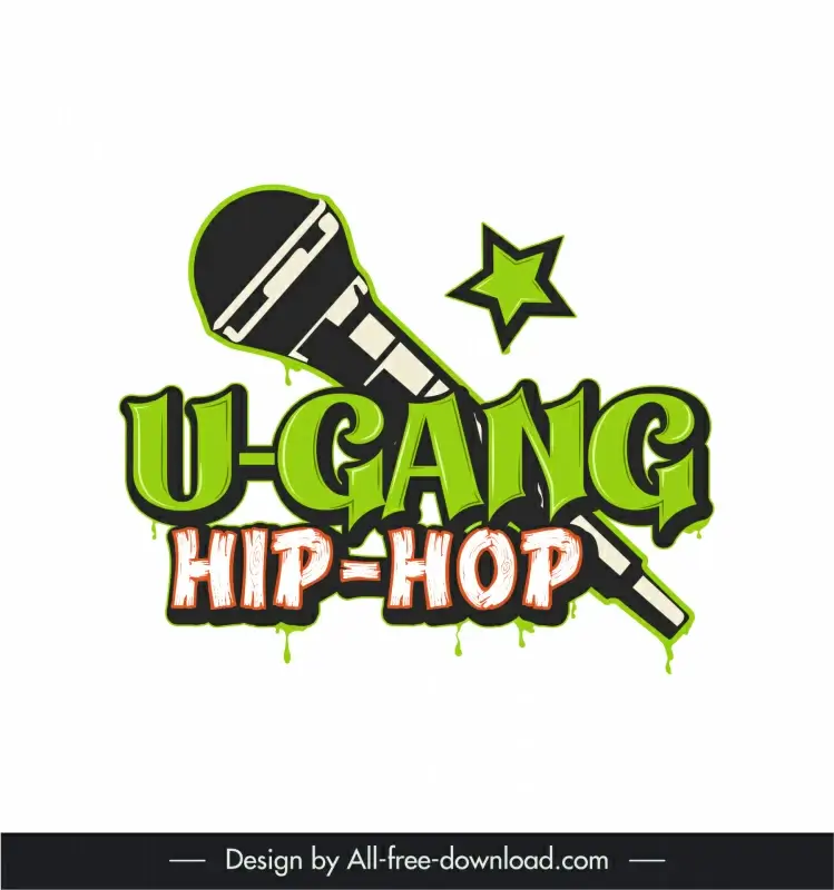 logo for hiphop page for the name u gang template bloody texts star microphone sketch 