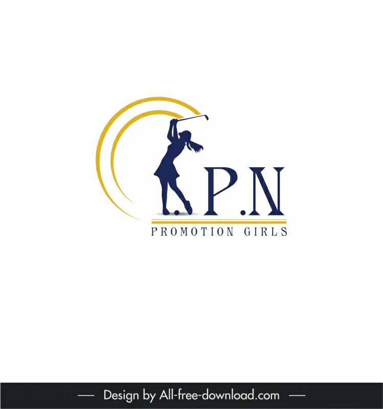 logo golf cpn promotion girls template dynamic silhouette lady golfer sketch