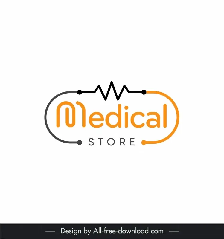 logo medical store template stetheoscope cardiogram sketch 