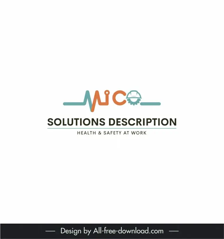 logo mico solutions description template flat elegant stylized text line sketch