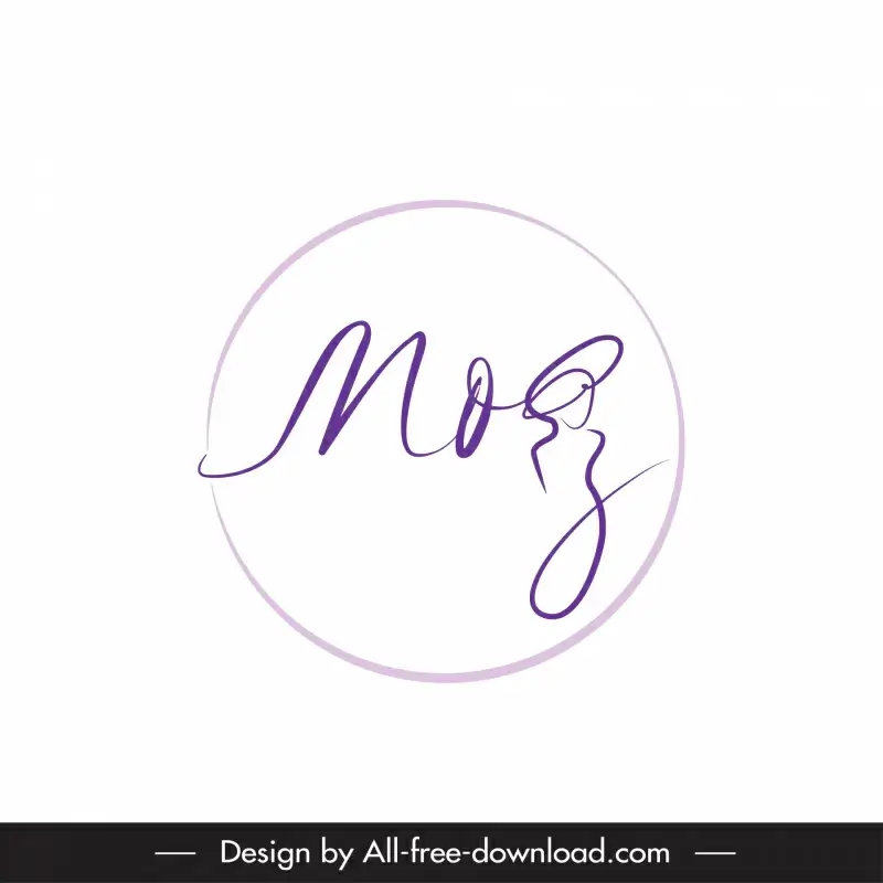 logo mog signature template flat handdrawn stylized text circle lady icon sketch