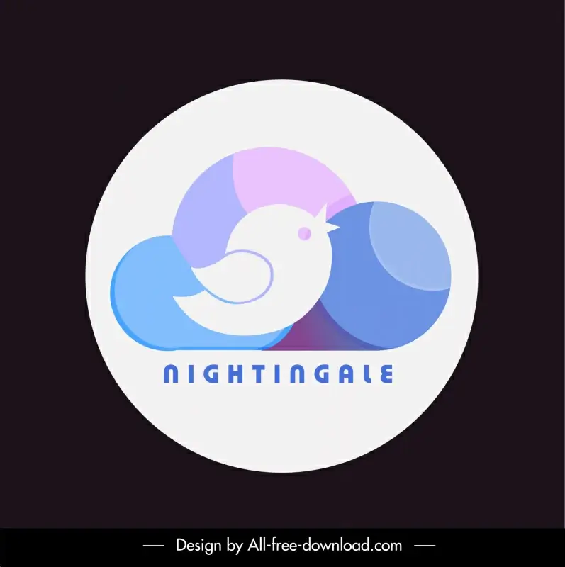 logo of nightingale template cute flat bird circle isolation sketch