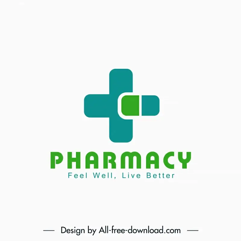logo pharmacy template flat modern symmetric geometric sketch