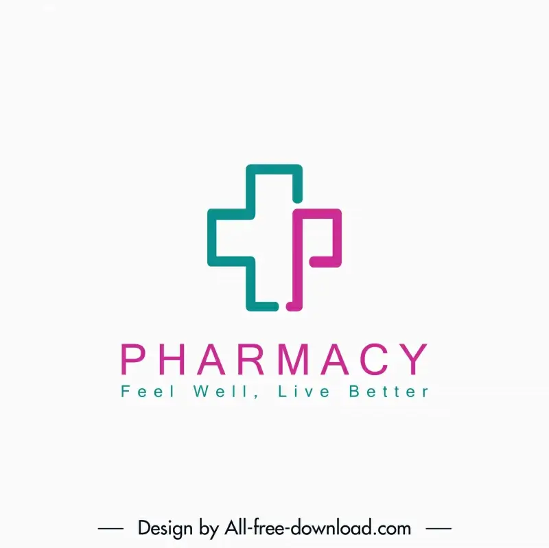 logo pharmacy template symmetric geometry lines medical cross shape outline 