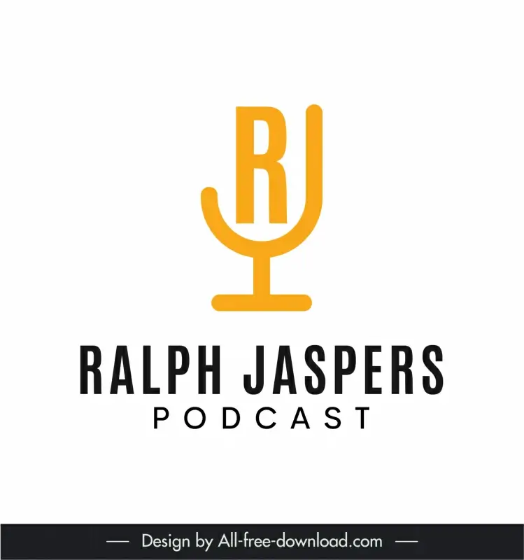 logo podcast ralph jaspers template modern stylized text microphone outline 