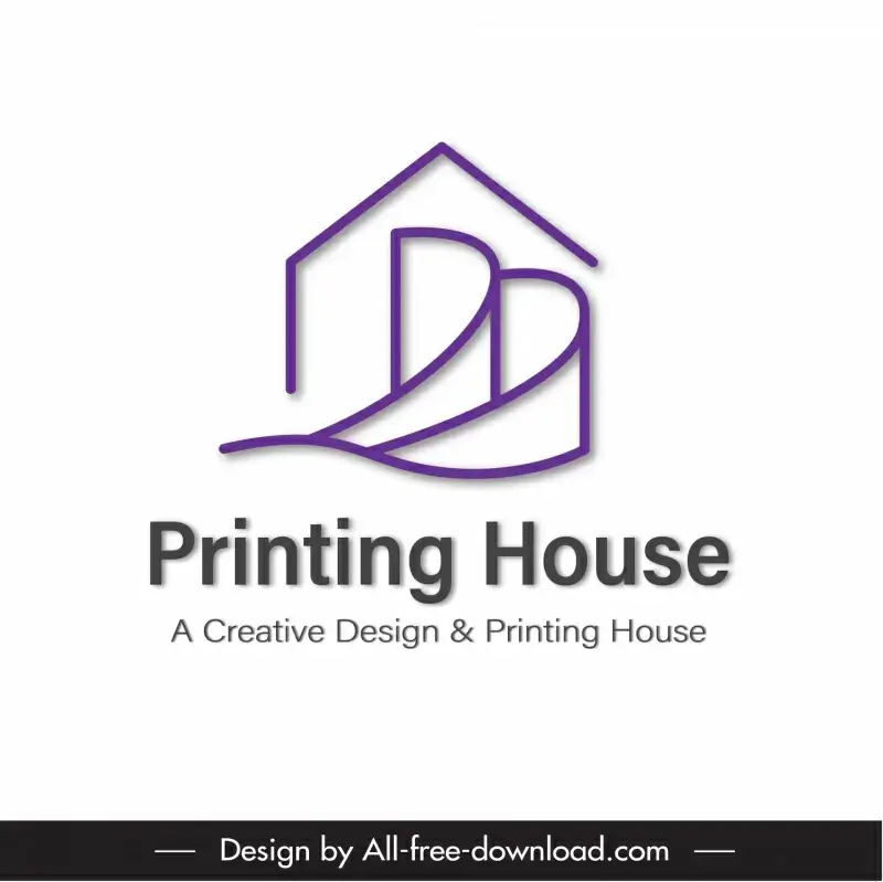 logo printing house template flat house curves sketch