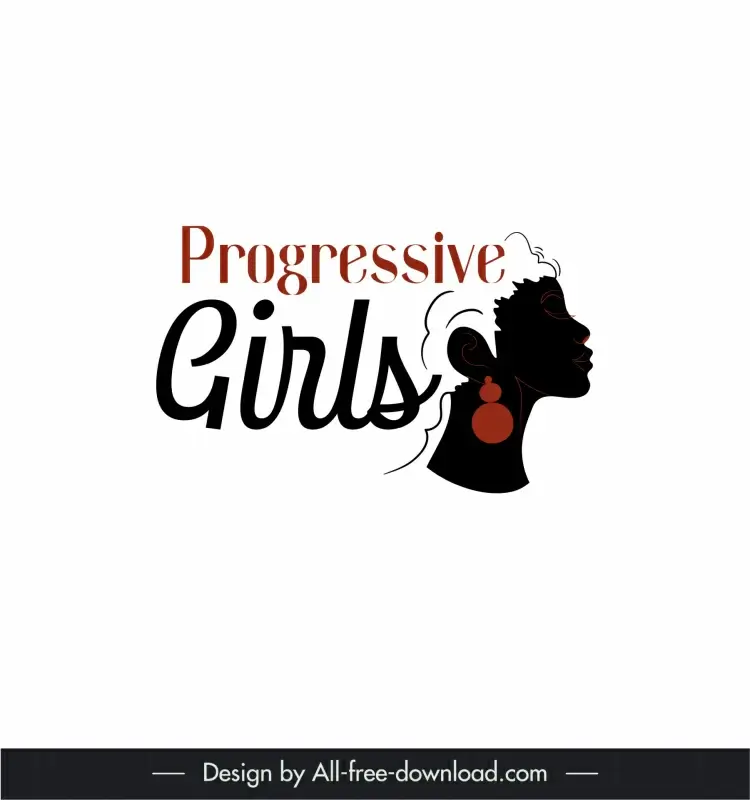 logo progressive girls template silhouette design texts decor 