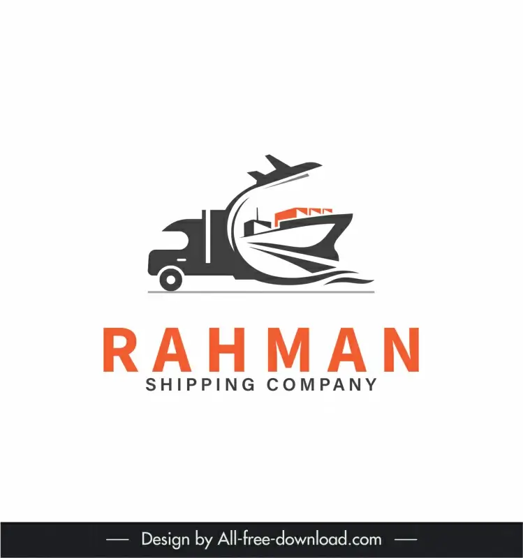 logo rahman template flat abstract logistics elements sketch