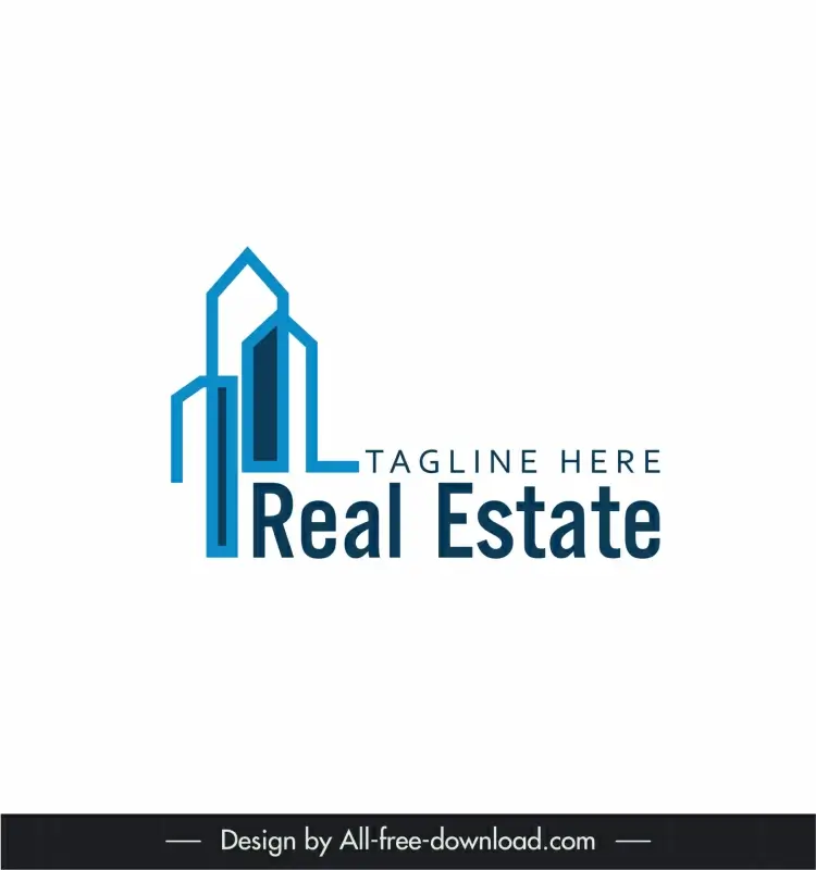 logo real estate template flat geometric building sketch