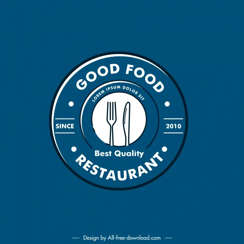logo restaurant template flat handdrawn circle knife, fork