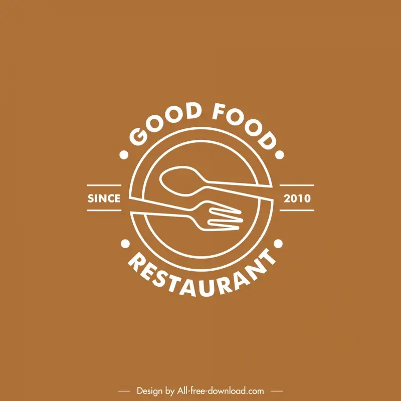 logo restaurant template flat spoon knife circle shape