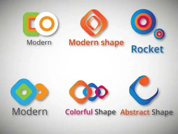 logo sets design with colorful modern abstract shapes