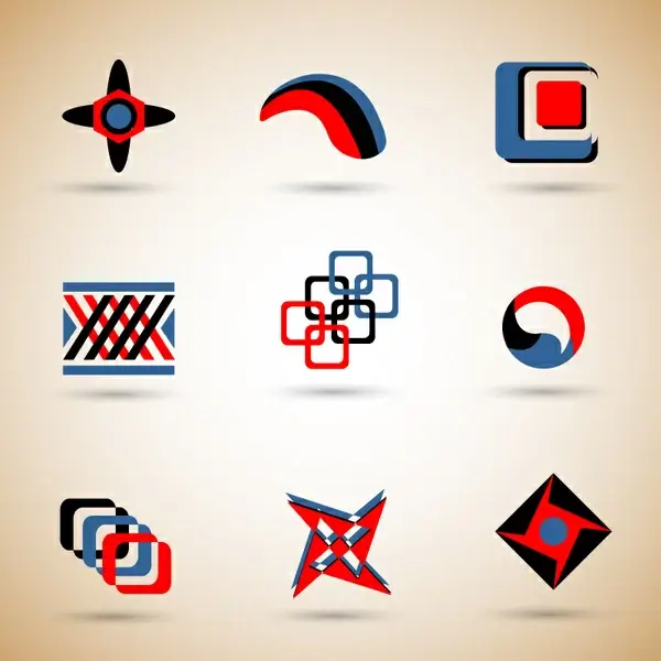 logo sets design with symmetric illustration