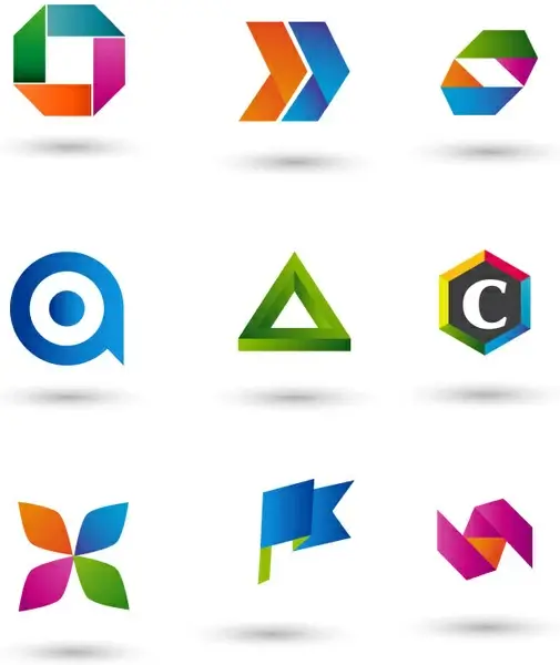 logo sets design with various shapes and colors