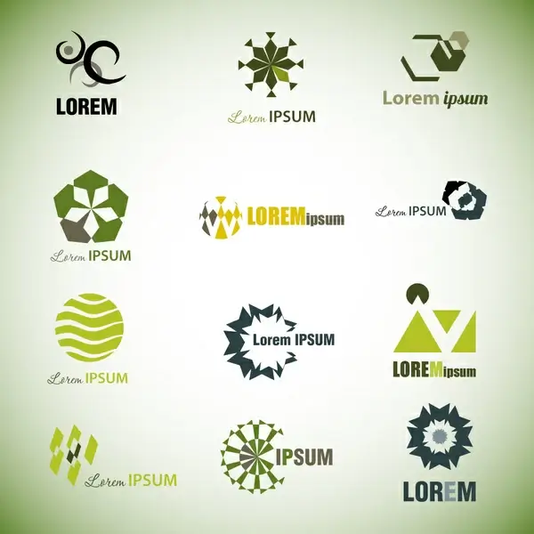 logo sets with abstract style on bright background