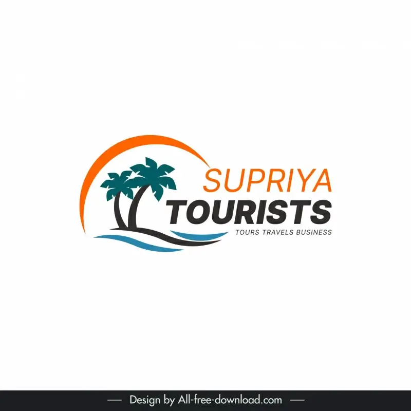 logo supriya tourists template curves coconut trees