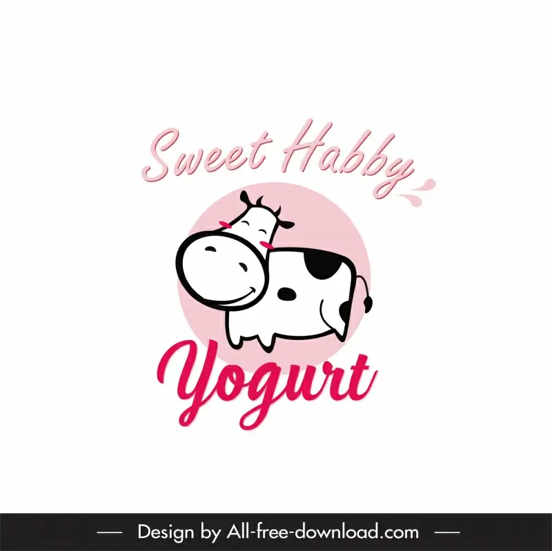 logo sweet happy yogurt logo template cute funny cartoon cow sketch