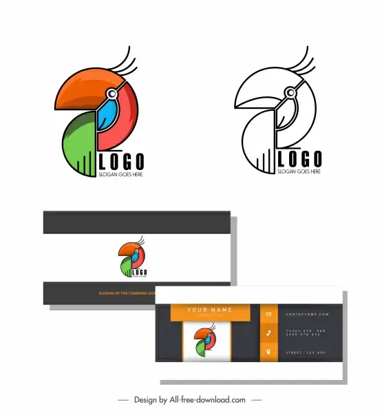 logo template abstract parrot emblem flat geometric design 