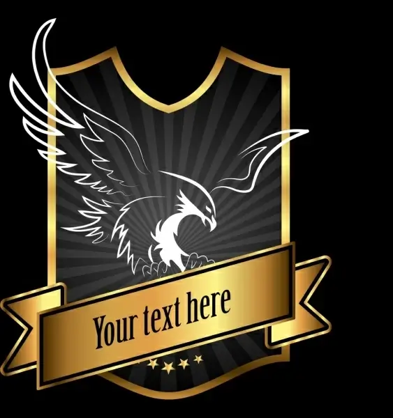 logo template eagle icon golden shiny shield design