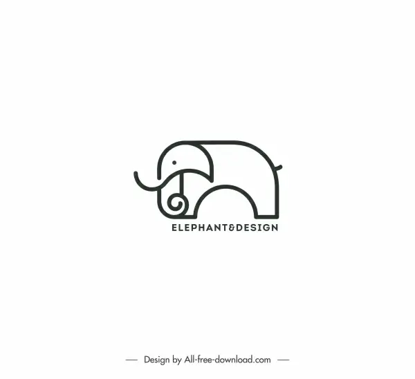 logo template elephant sketch black white handdrawn