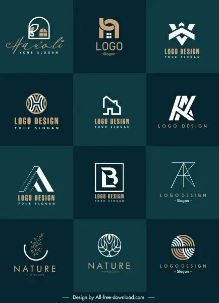logo templates collection flat shapes sketch