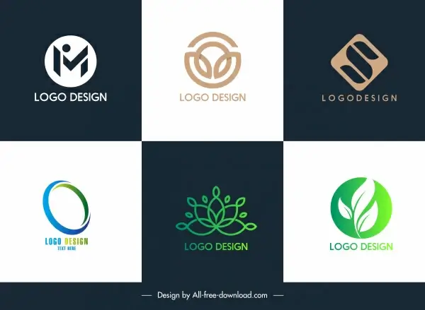 logo templates modern text leaf shapes sketch