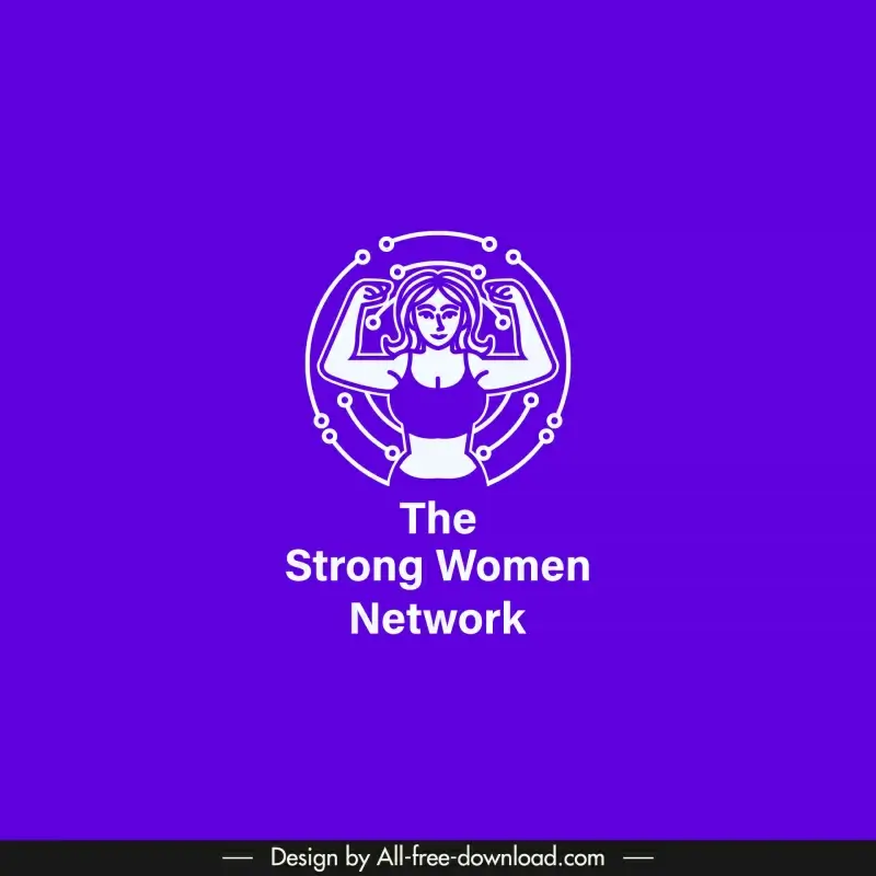 logo the strong women network template handdrawn lady cartoon sketch