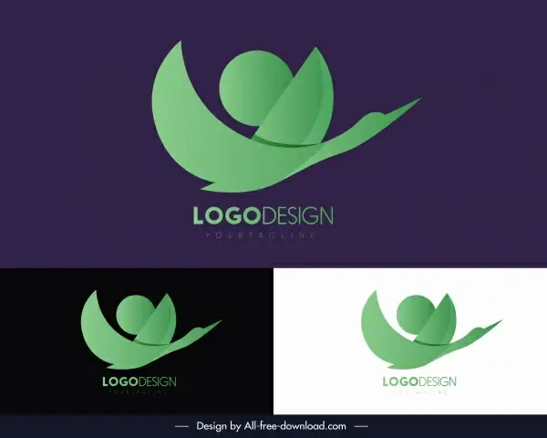 logotype template abstract bird shape green flat sketch