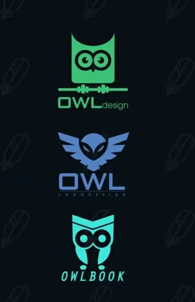 logotypes collection owl icons various flat design