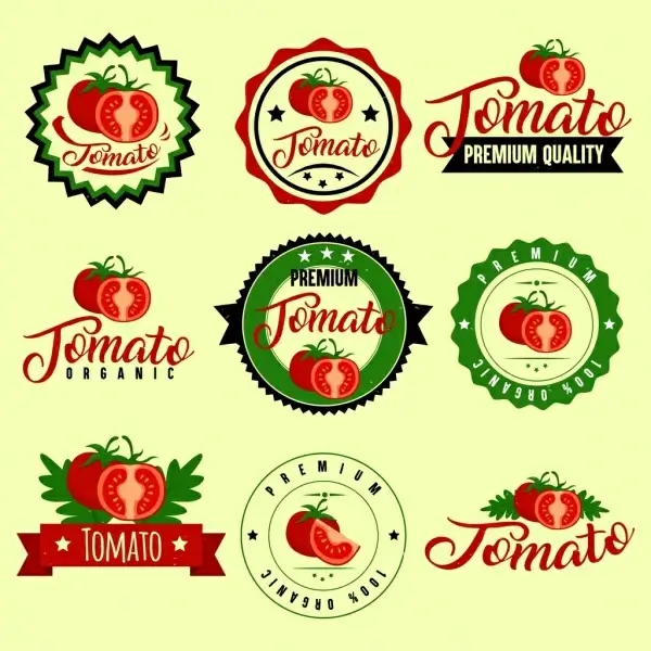 logotypes isolation red tomato icon various shapes