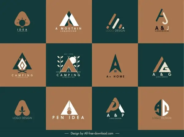 logotypes templates colored flat sketch