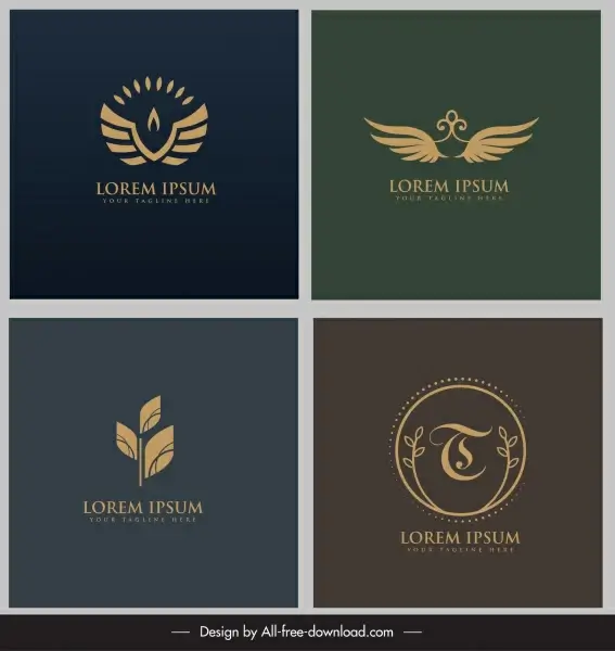 logotypes templates wings leaf sketch flat classic