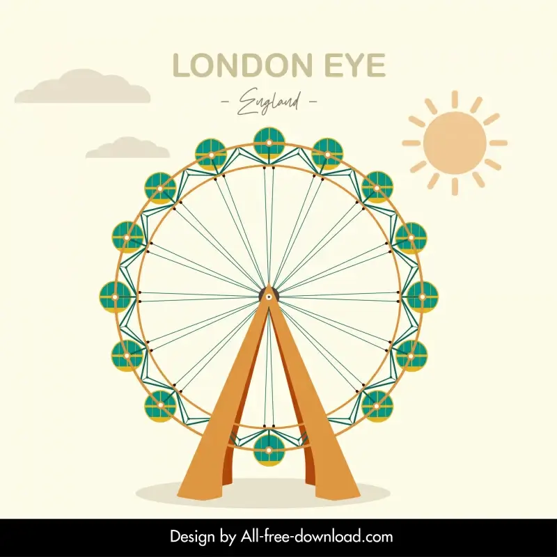  london eye giant wheel advertising banner flat sketch