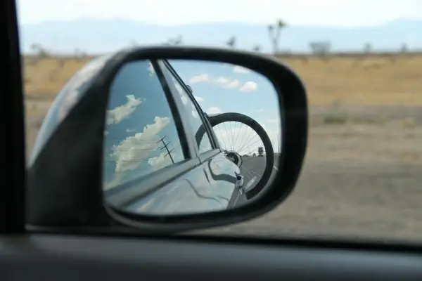 looking into car sideview mirror