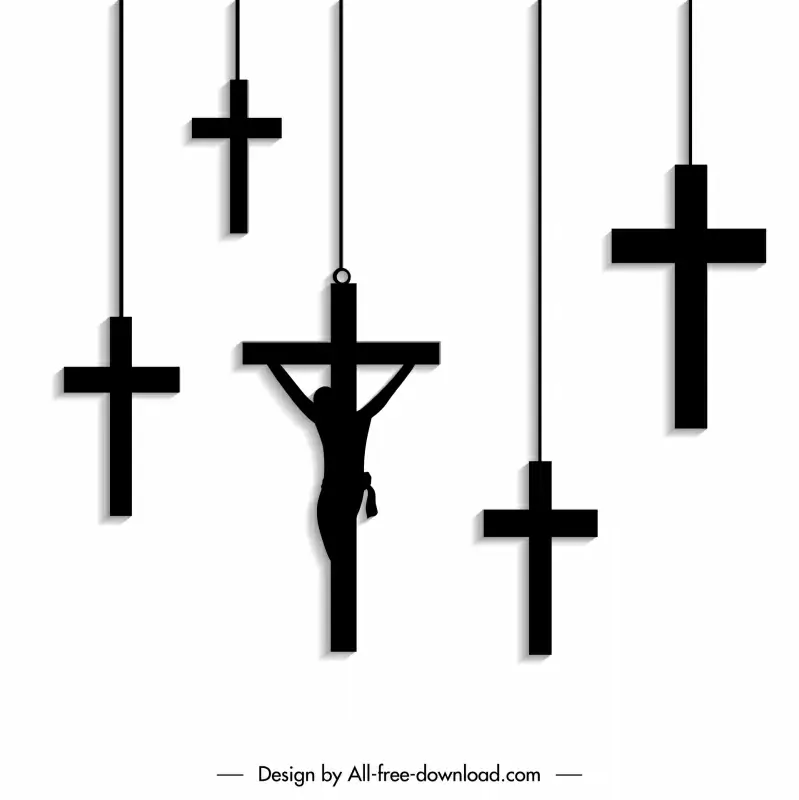  lord jesus christ crucified design elements silhouette sketch