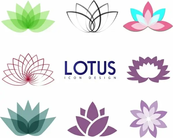 lotus icons collection various colored sketch