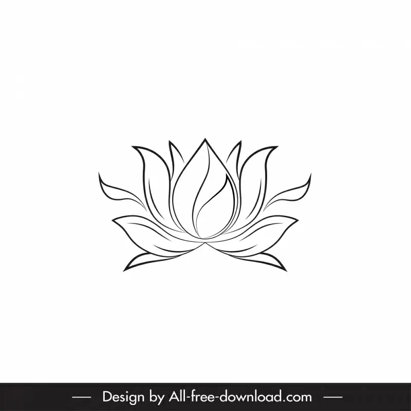 lotus logotype black white flat dynamic handdrawn outline