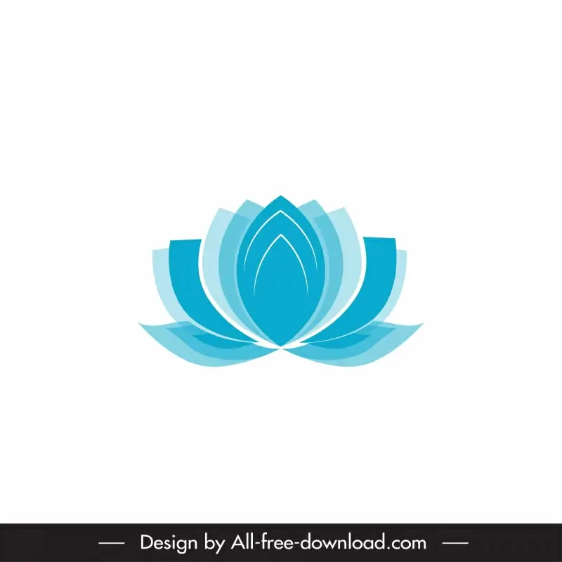 lotus sign icon flat blue booming outline