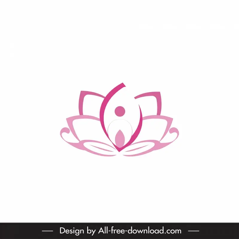 lotus sign icon flat pink symmetry outline 