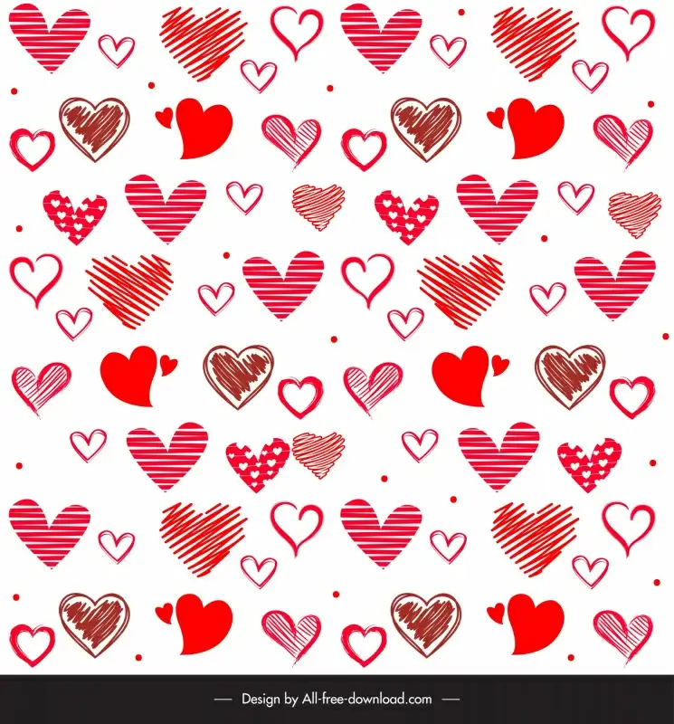 love background template flat handdrawn hearts layout 
