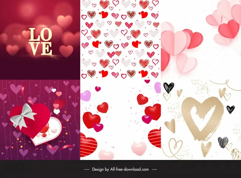 love background templates collection modern classic hearts shapes
