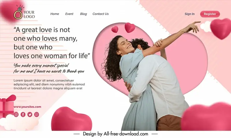 love  landing page template dynamic cute couple