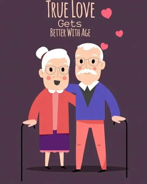 love painting old couple hearts icons classical decor