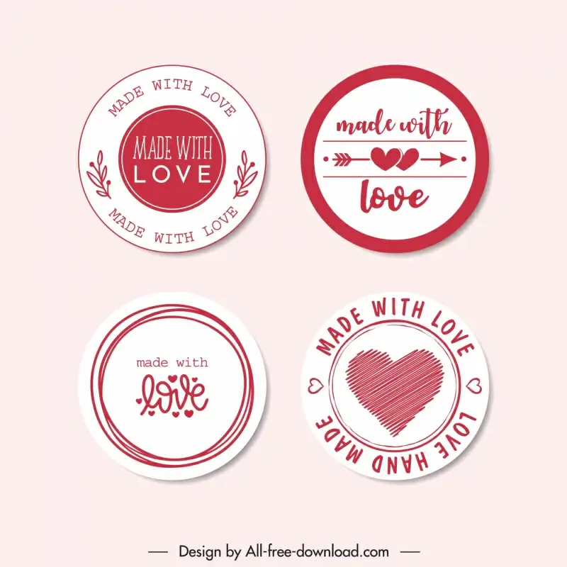  love stamps collection flat romantic symbols