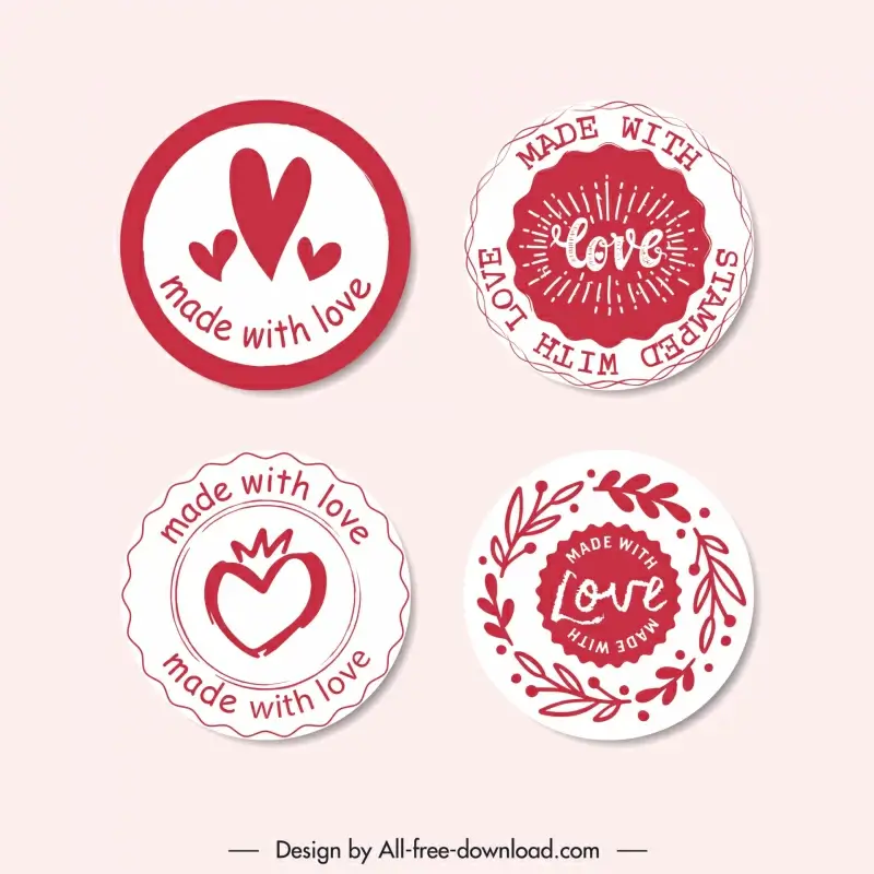   love stamps templates flat leaf hearts texts decor