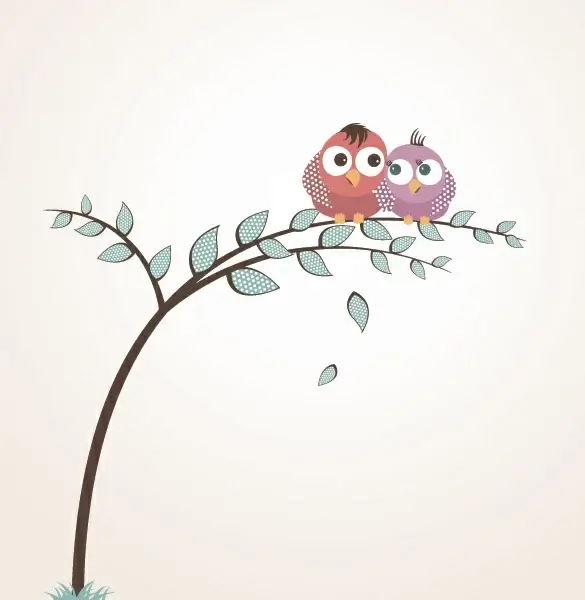 lovely birds vector graphic