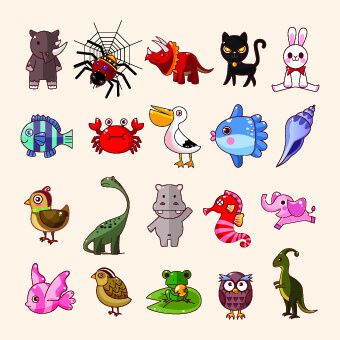 lovely cartoon animals vector set