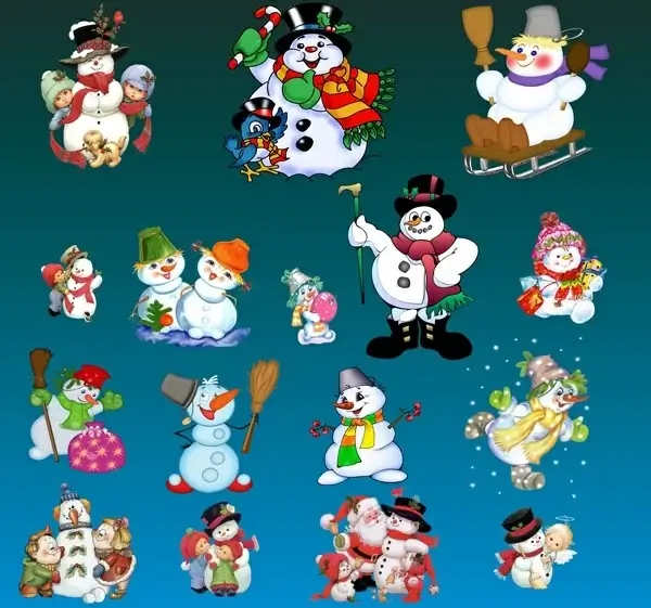 lovely christmas snowman set psd layered